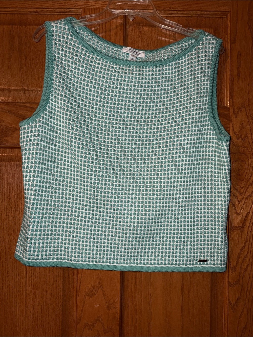 St. John Sport by Marie Gray Mint and White Knit Tank